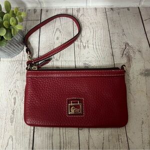 Dooney & Bourke Red Pebbled Grain Leather Wristlet Convertible Mini Shoulder Bag